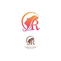 Beautiful face logo letter R icon in front  design vector