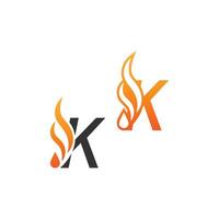 Letter K and fire waves, logo icon concept design vector