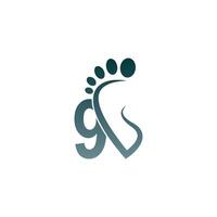 Number 9 icon logo combined with footprint icon design vector
