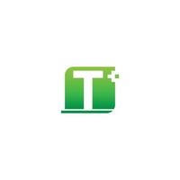 Letter T logo icon with medical cross design vector