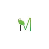 Letter M logo leaf digital icon design concept vector