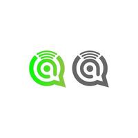 Letter A Wireless Internet in the chat bubble logo vector
