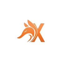 combinación de icono de cabeza de zorro con diseño de icono de logotipo de letra x vector