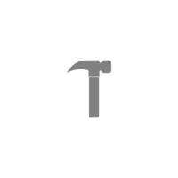 Letter I and hammer combination icon logo design vector