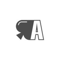 Letter A logo combined with spade icon design vector