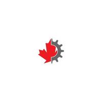 Combination of gear and maple leaf logo icon vector