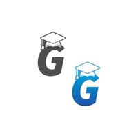 Letter G graduation cap concept design vector