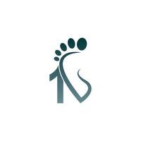 Number 1 icon logo combined with footprint icon design vector