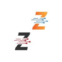 Letter Z  simple  tech logo with circuit lines style icon vector