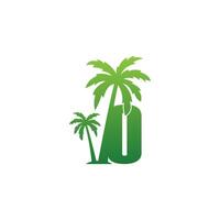 vector de diseño de icono de árbol de coco y logotipo de letra o
