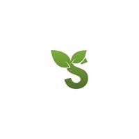 letra s con el logo del símbolo de la hoja verde vector