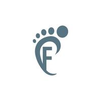 logotipo de icono de letra f combinado con diseño de icono de huella vector