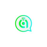 letra a internet inalámbrico en el logotipo de la burbuja de chat vector