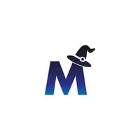 Letter M witch hat concept design vector