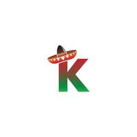 diseño de concepto de sombrero mexicano letra k vector