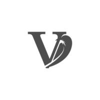 Letter V and crow combination icon logo design vector