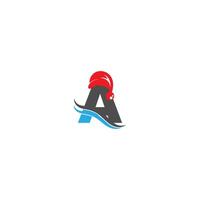 Letter A Santa hat concept design vector