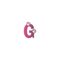 concepto de huellas de perro de diseño de logotipo de letra g vector