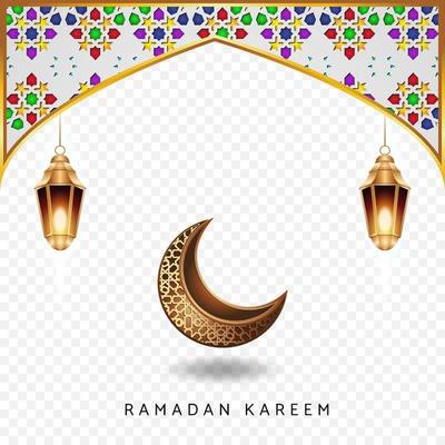 Ramadan kareem background with Islamic mosaic and crescent moon