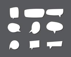 Comic speech bubble set cartoon empty text box clouds with grey background vector