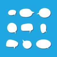 Comic speech bubble set cartoon empty text box clouds with blue blackground vector