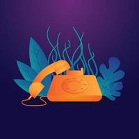 Retro classic vintage orange telephone vector