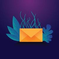 Email concept illustration with leaf in background vector