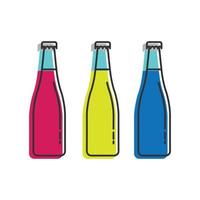 botellas de vidrio de colores con fondo blanco vector