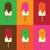 AdoColorfull ice cream sticks characters vector