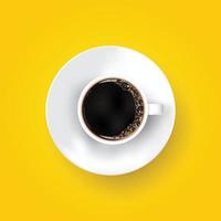 taza de té realista con sombra sobre fondo amarillo vector