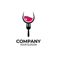 Wine glass fork logo design vector