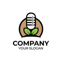 Mic and leaf logo design vector