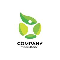 People leaf logo design vector