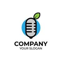 Mic and leaf logo design vector