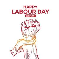 Hand Drawn of Hand fist forMay Day. World Labour day 1 May . Vector Illustration