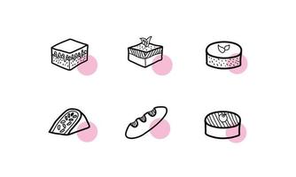 set of sweet cake icons vector