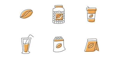 sets of handdrawn style coffee icon vector