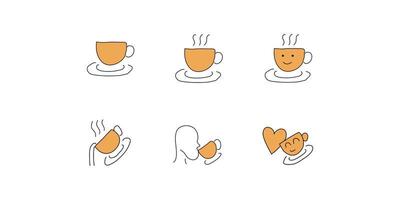 sets of handdrawn style coffee icon vector