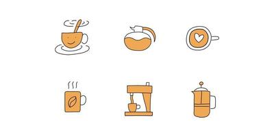 sets of handdrawn style coffee icon vector