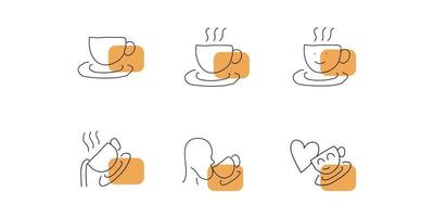sets of handdrawn style coffee icon vector