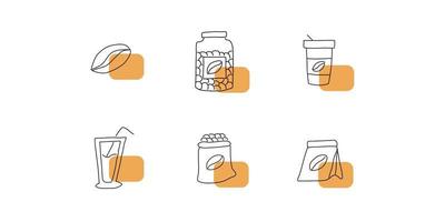 sets of handdrawn style coffee icon vector