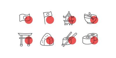 conjunto de iconos de japón de estilo dibujado a mano vector