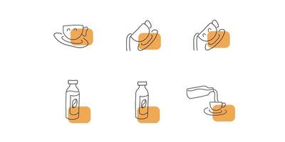 sets of handdrawn style coffee icon vector