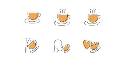 sets of handdrawn style coffee icon vector
