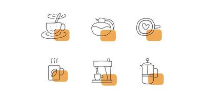 sets of handdrawn style coffee icon vector