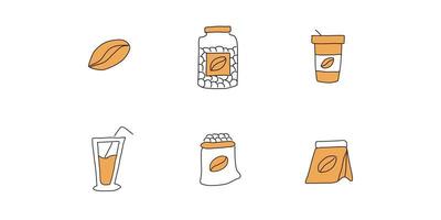 sets of handdrawn style coffee icon vector