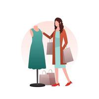 Woman holding shopping bags, vector illustration