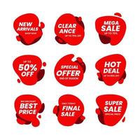 Set of sale banner red abstract shape , labels template, vector illustration