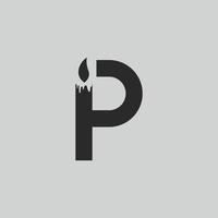 initial letter logo P candle logo design Vector Icon template