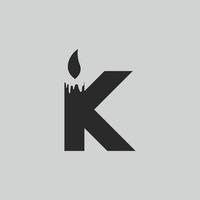 initial letter logo K candle logo design Vector Icon template